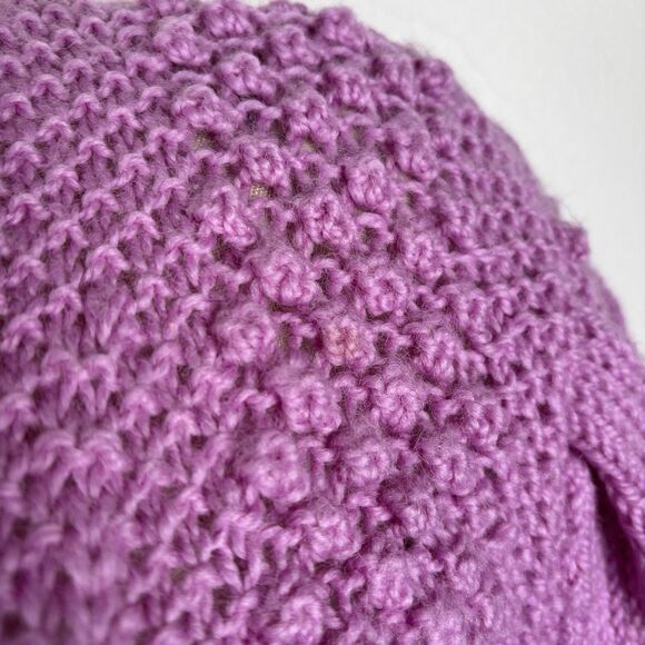 VTG 80s Hand Knit Double Breasted Shawl Collar Pink Cardigan Sweater - Picture 3 of 6